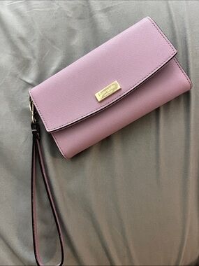 Kate Spade Lilac Purple wristlet clutch with gold hardware